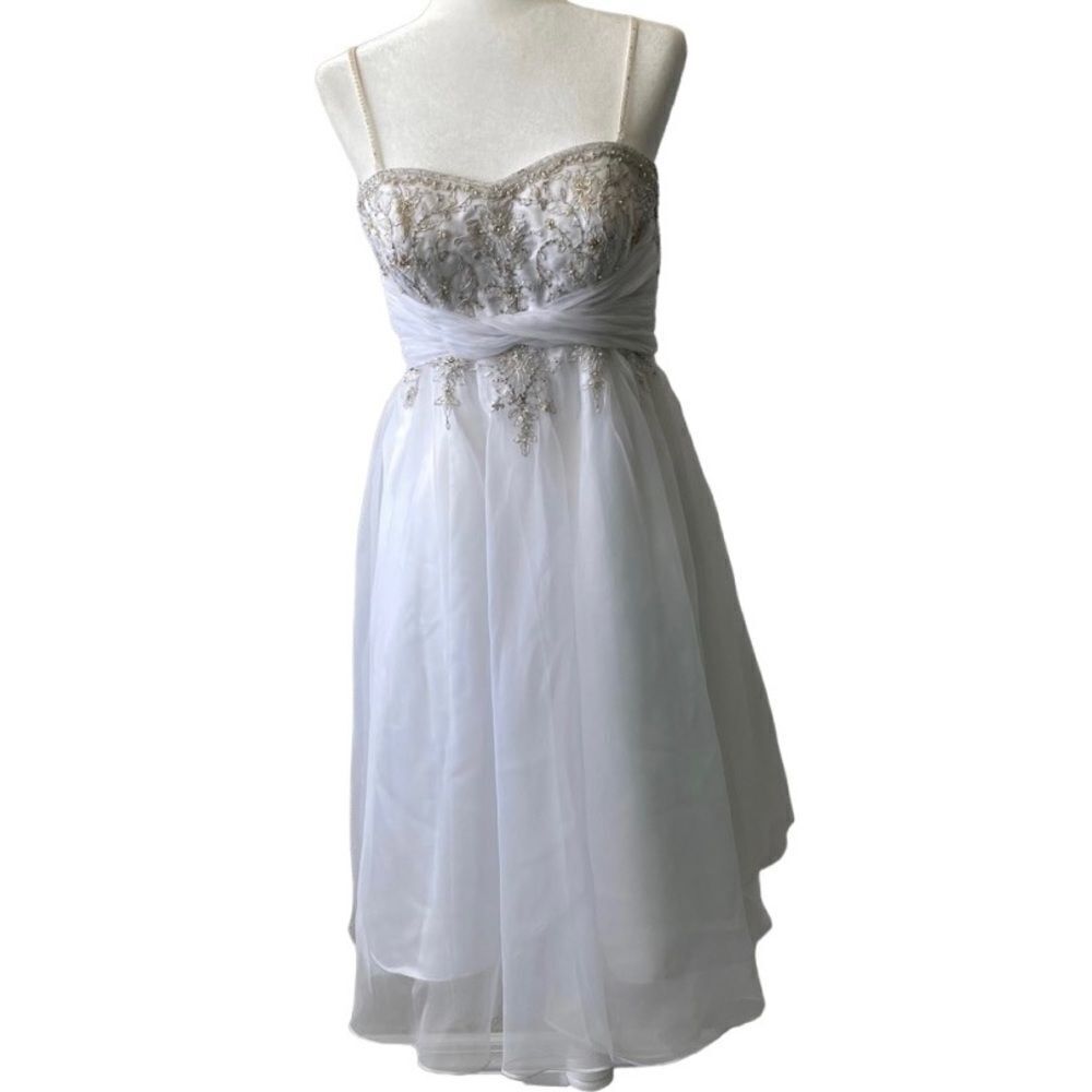 Alfred Angelo Sapphire White Tea Length Dress - Picture 8 of 16